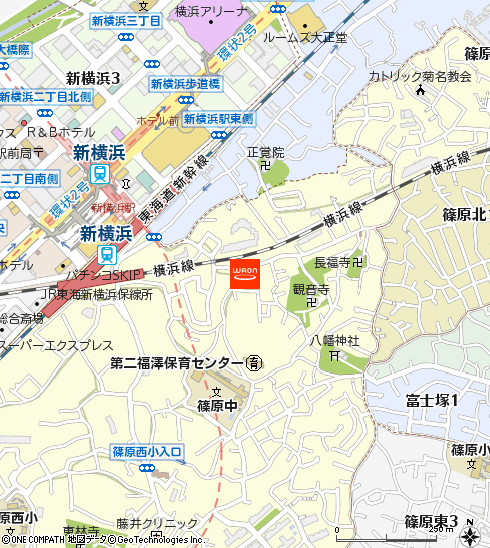 まいばすけっと横浜篠原町店付近の地図